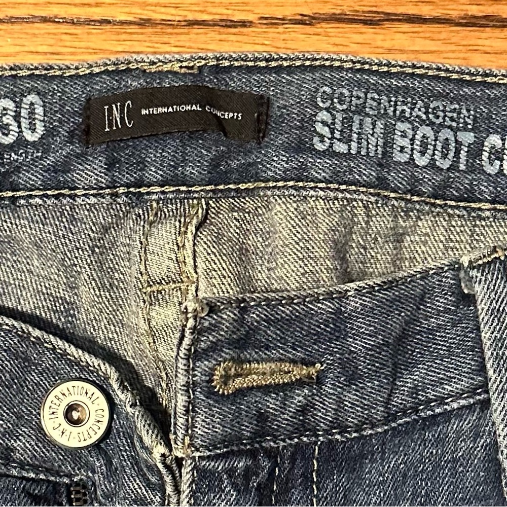 INC international concepts Copenhagen slim boot cut jeans. 34x30